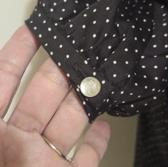 Ralph Lauren XL Cotton Black Polka Dot Ruffle Blouse. - Picture 5 of 6